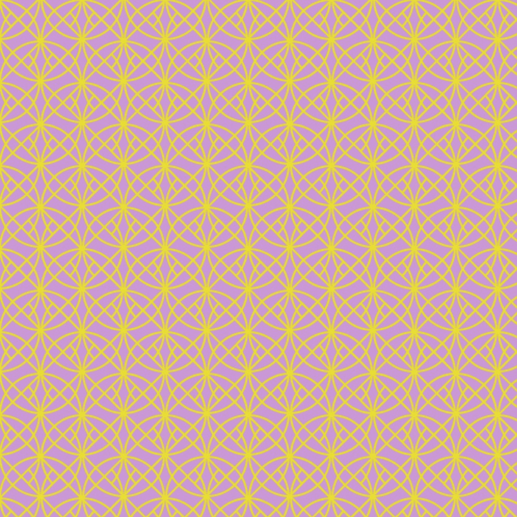 Pink background with yellow overlapping geometric shapes.