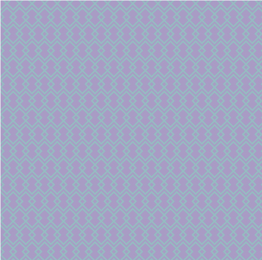 Purple background with mint green overlapping diamonds.